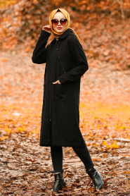 Noir - Nayla Collection - Manteau Hijab 2484S - Thumbnail