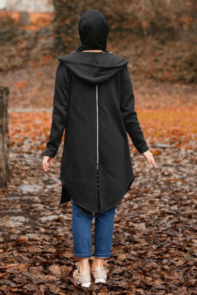 Noir - Nayla Collection - Manteau Hijab 40027S - 2