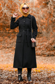 Noir - Nayla Collection - Manteau Hijab 4418S - Thumbnail