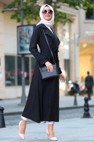 Noir - Nayla Collection - Manteau Hijab 53520S - Thumbnail