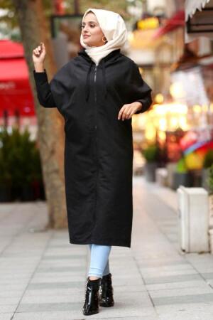 Noir - Nayla Collection - Manteau Hijab 53970S - 1