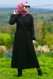 Noir- Nayla Collection - Manteau Hijab 5409S - Thumbnail