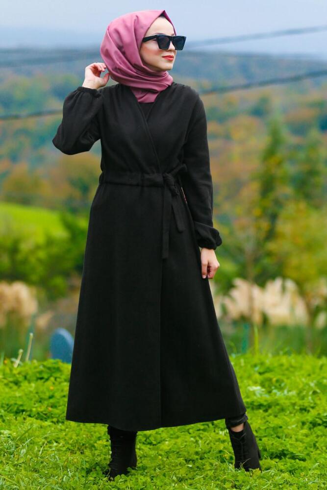 Noir- Nayla Collection - Manteau Hijab 5409S - 1