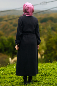 Noir- Nayla Collection - Manteau Hijab 5409S - Thumbnail
