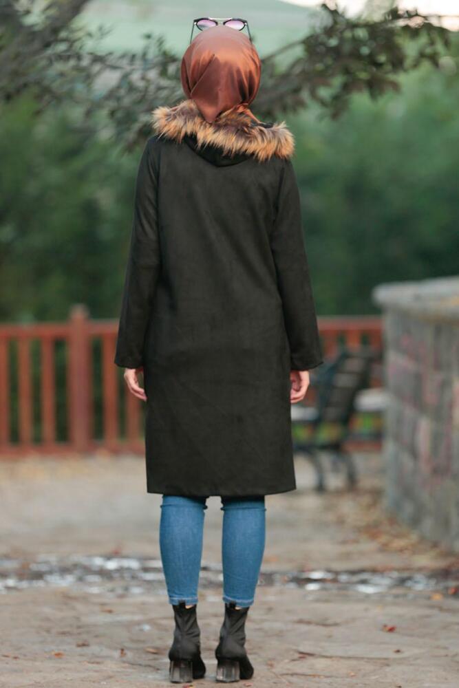Noir -Nayla Collection - Manteau Hijab 9067S - 3