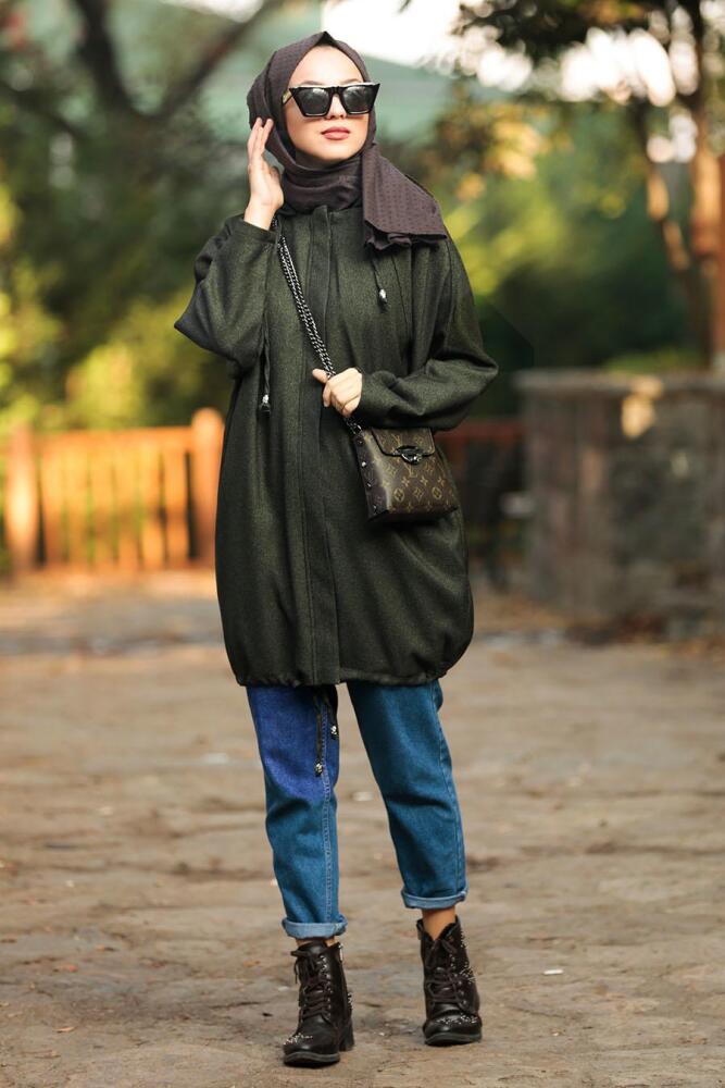 Noir -Nayla Collection - Manteau Hijab 9074HK - 1
