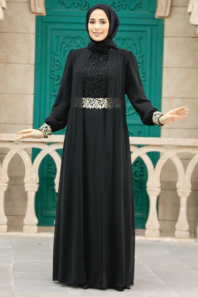 Noir - Nayla Collection - Robe de Soirée Hijab 25700S - 1