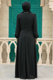 Noir - Nayla Collection - Robe de Soirée Hijab 25700S - Thumbnail