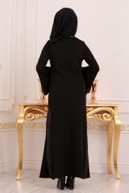 Noir-Nayla Collection - Robe de Soirée Hijab 42561S - Thumbnail
