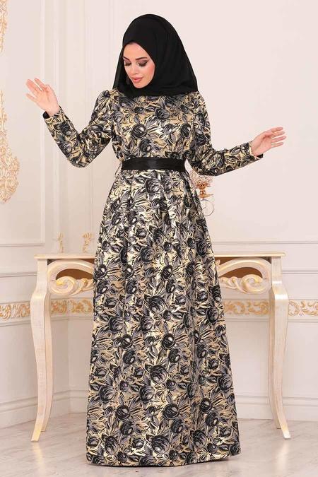 Noir - Nayla Collection - Robe de Soirée Hijab 82453S