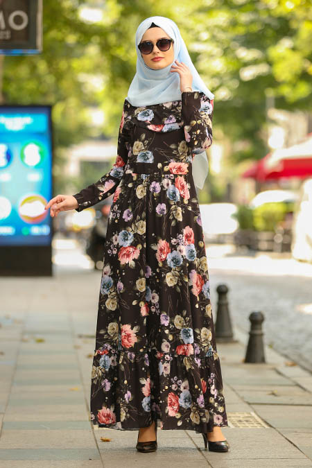 Noir - Nayla Collection Robe Hijab 100389S