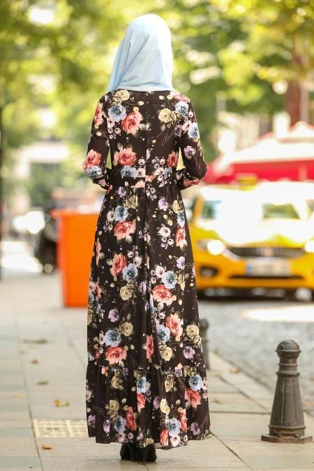 Noir - Nayla Collection Robe Hijab 100389S - 3