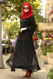 Noir - Nayla Collection - Robe Hijab 100415S - Thumbnail