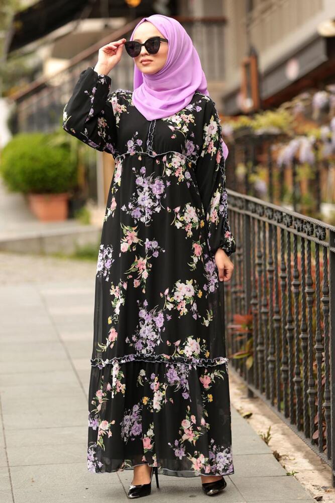 Noir- Nayla Collection - Robe Hijab 10355S - 1