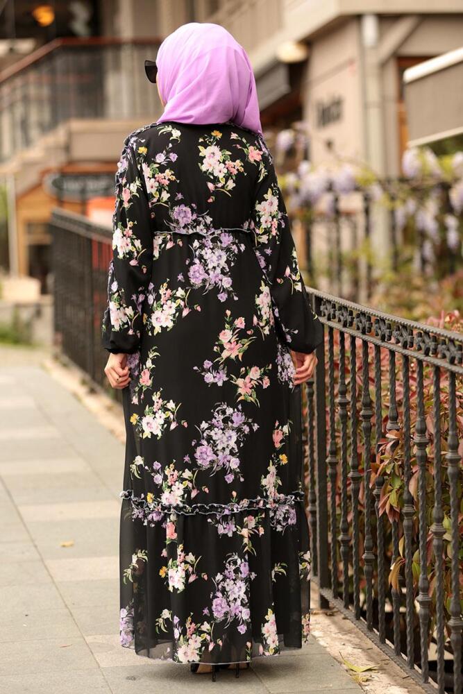 Noir- Nayla Collection - Robe Hijab 10355S - 2