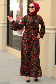 Noir- Nayla Collection - Robe Hijab 1253S - Thumbnail