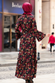Noir- Nayla Collection - Robe Hijab 1254S - Thumbnail