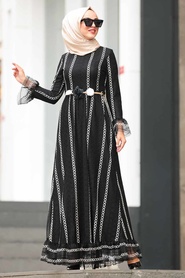 Noir - Nayla Collection - Robe Hijab - 1375S - Thumbnail
