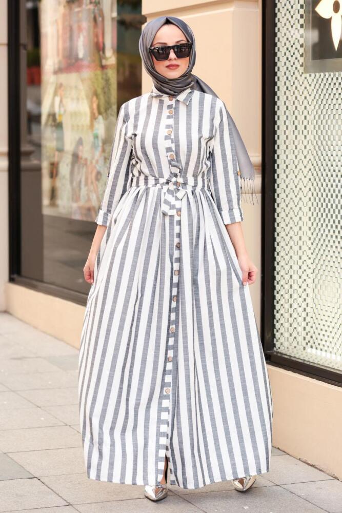 Noir- Nayla Collection - Robe Hijab 162461S - 1