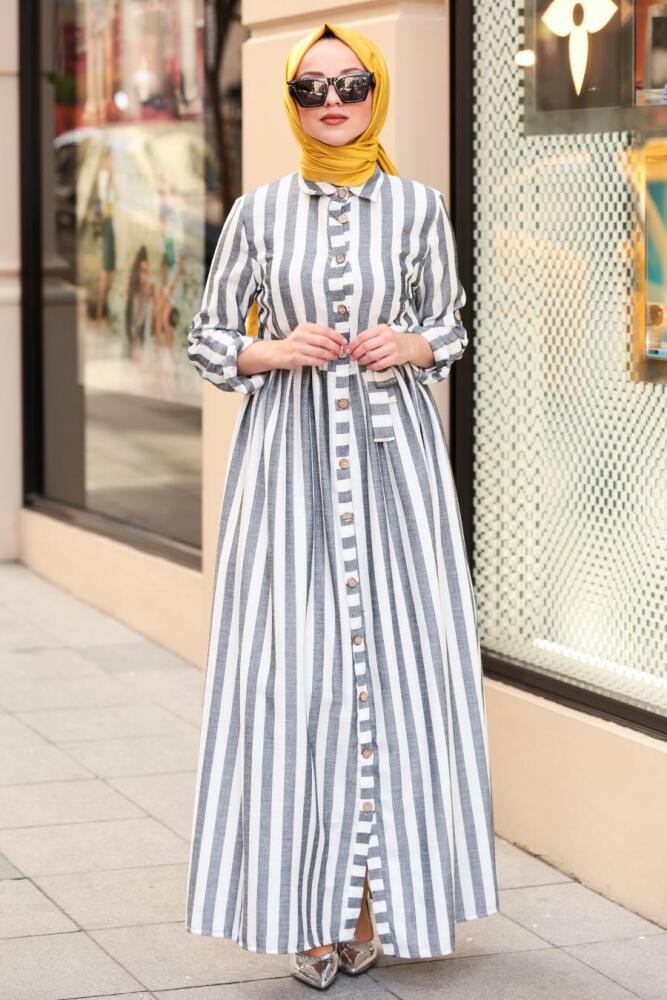 Noir- Nayla Collection - Robe Hijab 162463S - 1