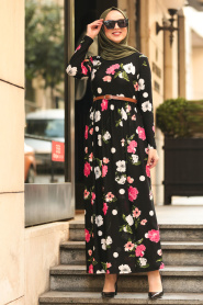 Noir- Nayla Collection - Robe Hijab 16390S - Thumbnail