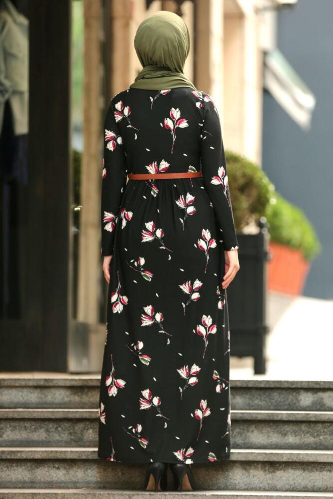 Noir- Nayla Collection - Robe Hijab 1639S - 2