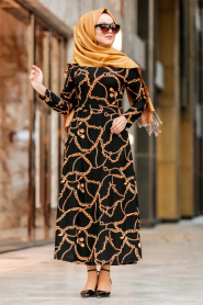 Noir-Nayla Collection -Robe Hijab 19230S - Thumbnail