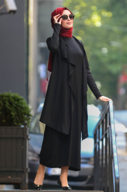 Noir- Nayla Collection - Robe Hijab 2354S - Thumbnail