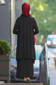 Noir- Nayla Collection - Robe Hijab 2354S - Thumbnail