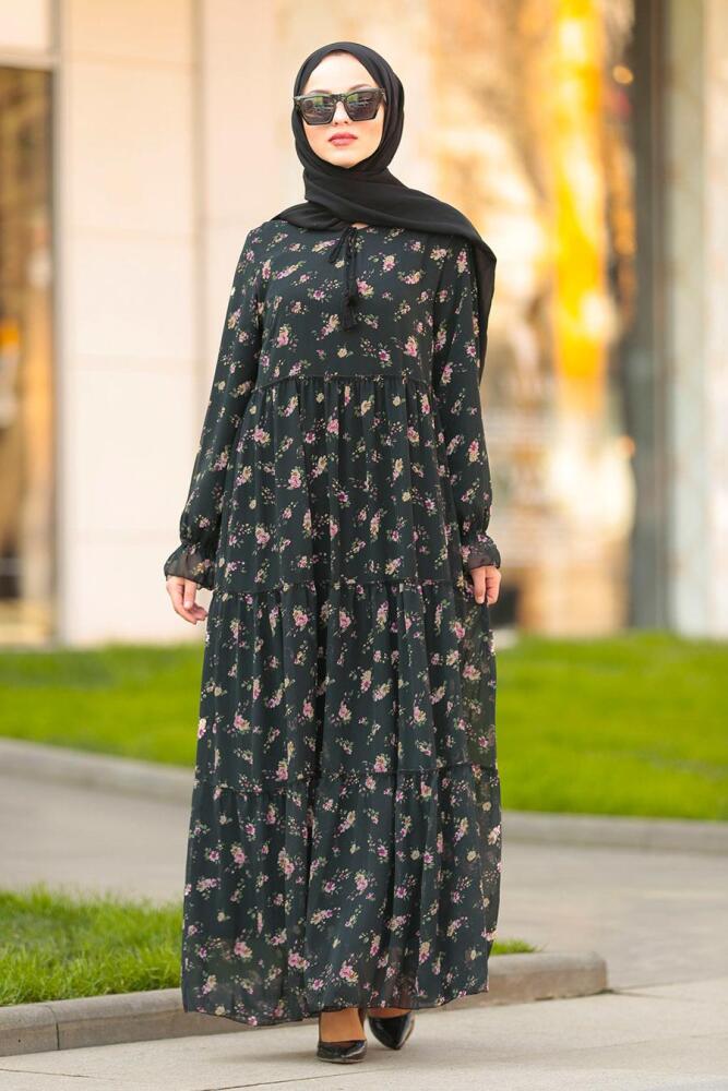 Noir-Nayla Collection -Robe Hijab 2539S - 1