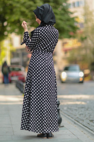 Noir - Nayla Collection - Robe Hijab 39051S - Thumbnail