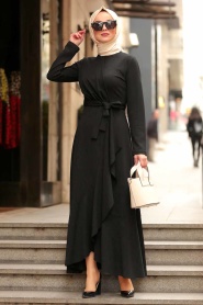 Noir - Nayla Collection - Robe Hijab 4041S - Thumbnail