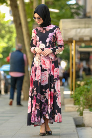 Noir - Nayla Collection -Robe Hijab 41570S - Thumbnail