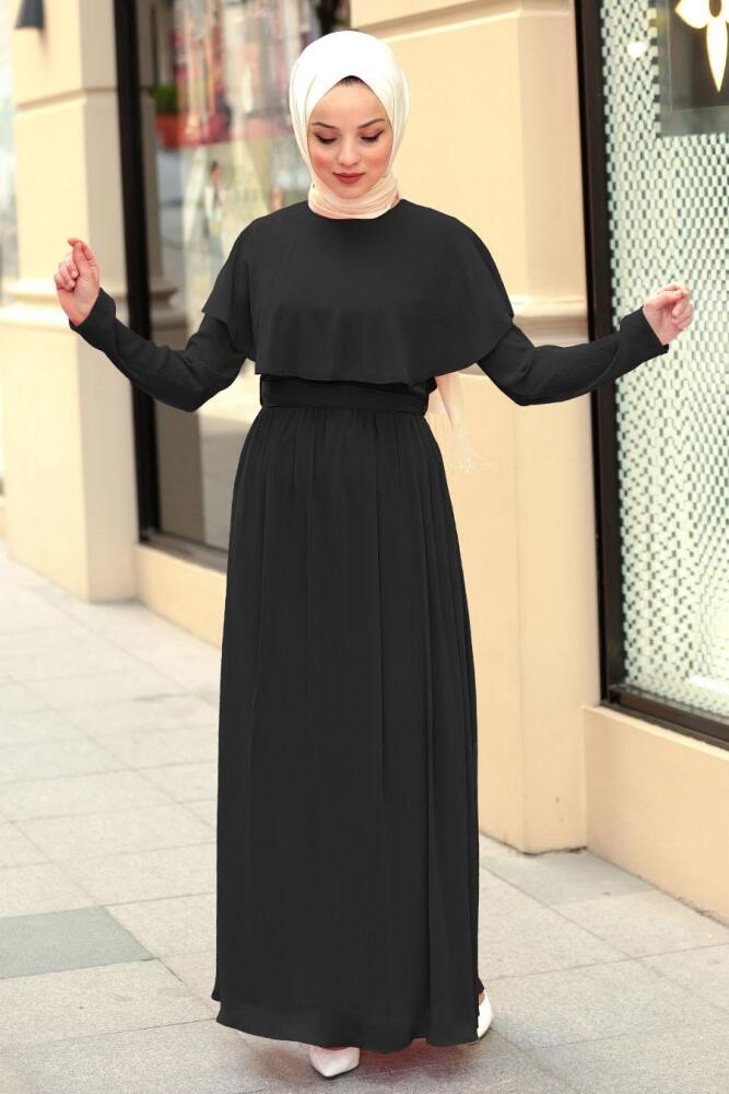 Noir- Nayla Collection - Robe Hijab 4166S - 1