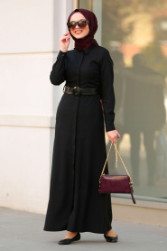Noir- Nayla Collection - Robe Hijab 42540S - Thumbnail