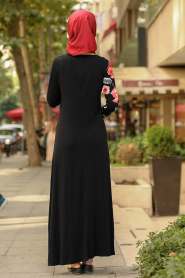 Noir - Nayla Collection - Robe Hijab 77950S - Thumbnail