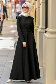 Noir - Nayla Collection - Robe Hijab 78240S - Thumbnail