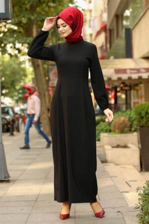 Noir - Nayla Collection - Robe Hijab 78301S - Thumbnail