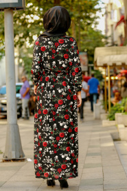 Noir- Nayla Collection - Robe Hijab 78620S - Thumbnail