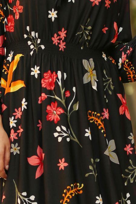Noir- Nayla Collection - Robe Hijab 78621S - 3
