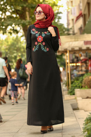 Noir - Nayla Collection - Robe Hijab 79340S - Thumbnail