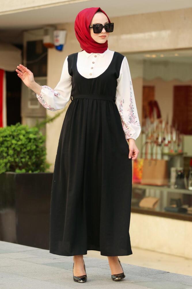 Noir- Nayla Collection - Robe Hijab 80091S - 1