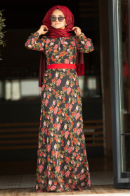 Noir - Nayla Collection - robe hijab 815207S - Thumbnail