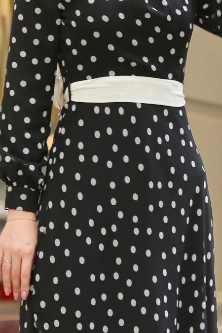 Noir - Nayla Collection Robe Hijab 81522S - 2