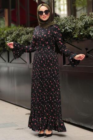 Noir- Nayla Collection - Robe Hijab 83511S - 1