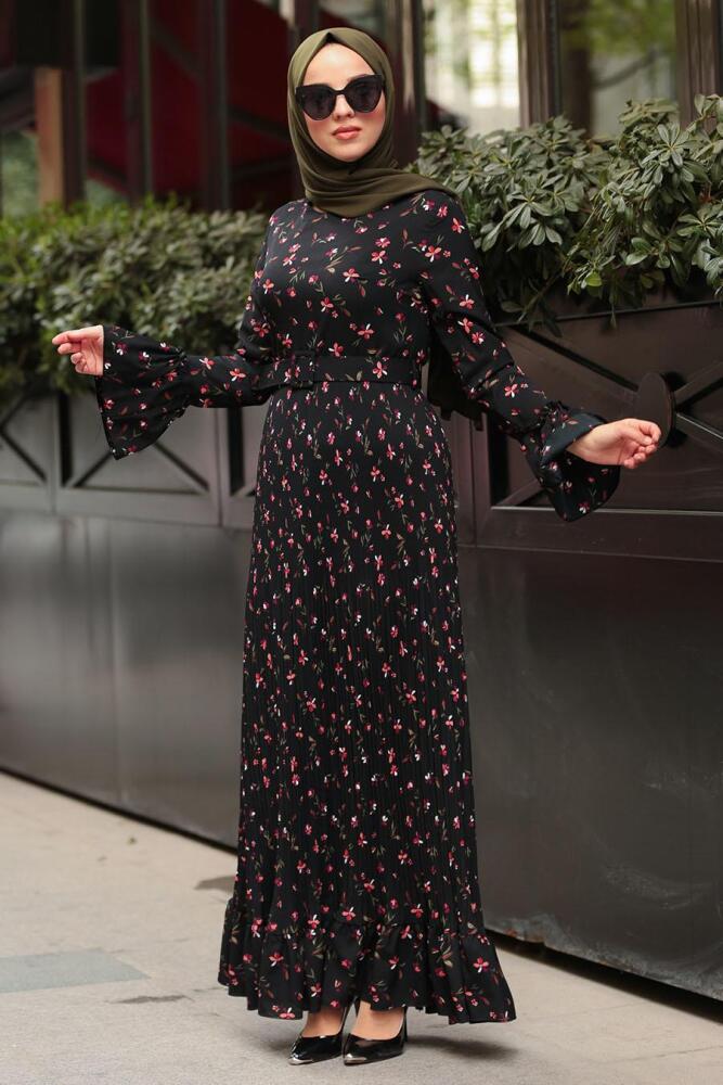 Noir- Nayla Collection - Robe Hijab 83511S - 1