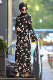 Noir - Nayla Collection - Robe Hijab 8770S - Thumbnail