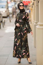Noir - Nayla Collection - Robe Hijab 8771S - Thumbnail