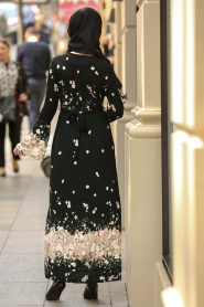 Noir - Nayla Collection - Robe Hijab 8772S - Thumbnail