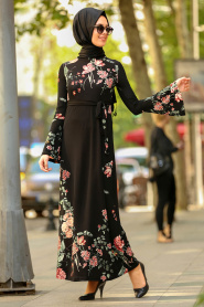Noir - Nayla Collection - Robe Hijab 8774S - Thumbnail